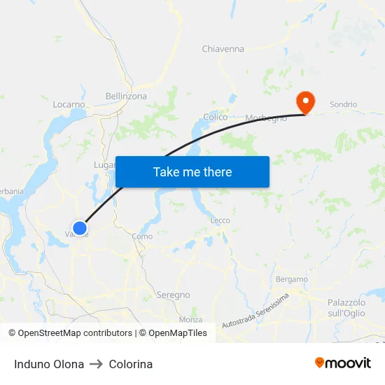 Induno Olona to Colorina map