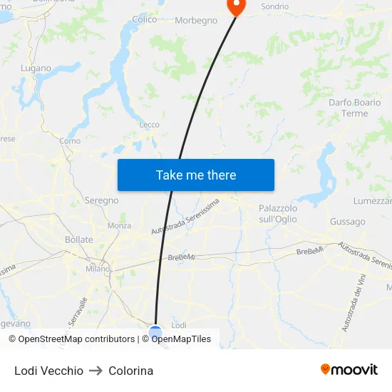 Lodi Vecchio to Colorina map