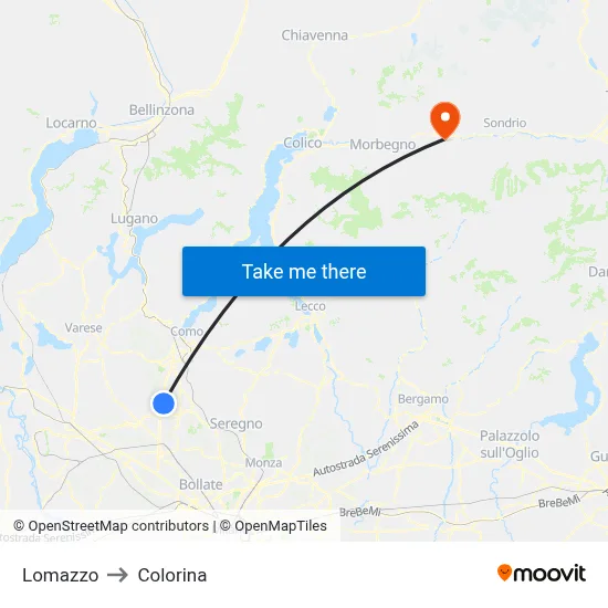 Lomazzo to Colorina map