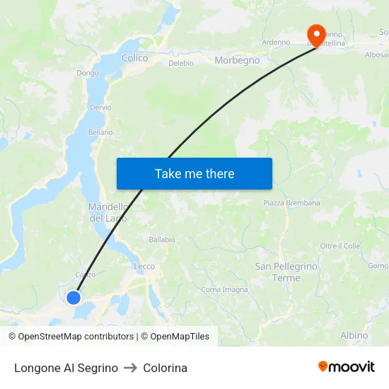 Longone Al Segrino to Colorina map
