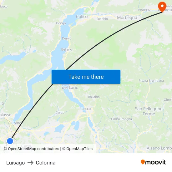 Luisago to Colorina map