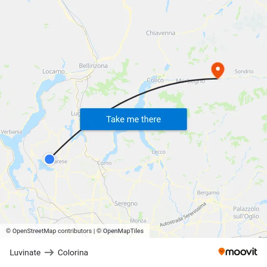 Luvinate to Colorina map