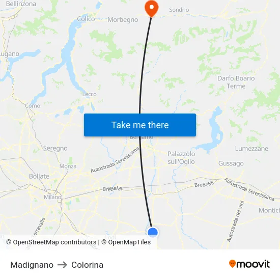 Madignano to Colorina map