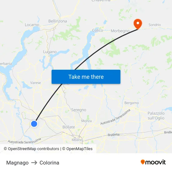 Magnago to Colorina map
