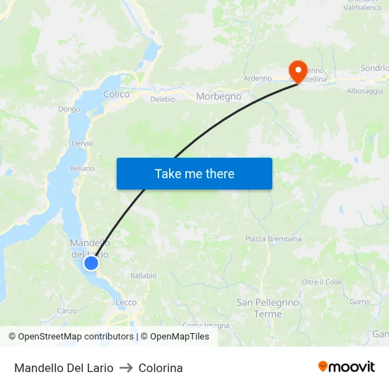 Mandello Del Lario to Colorina map