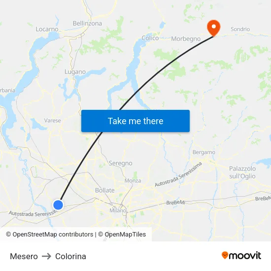 Mesero to Colorina map