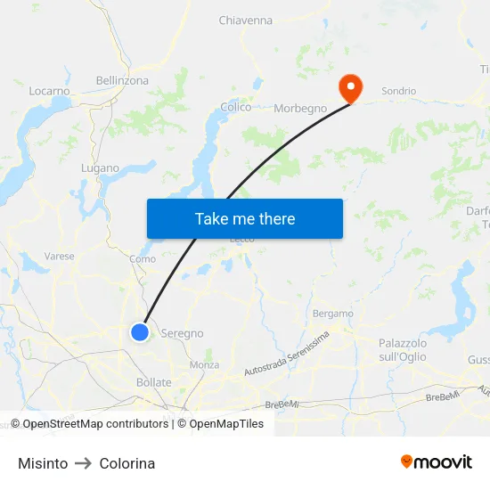 Misinto to Colorina map