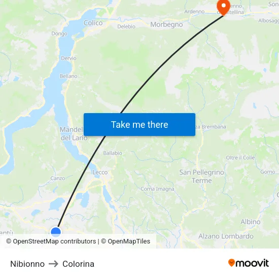 Nibionno to Colorina map