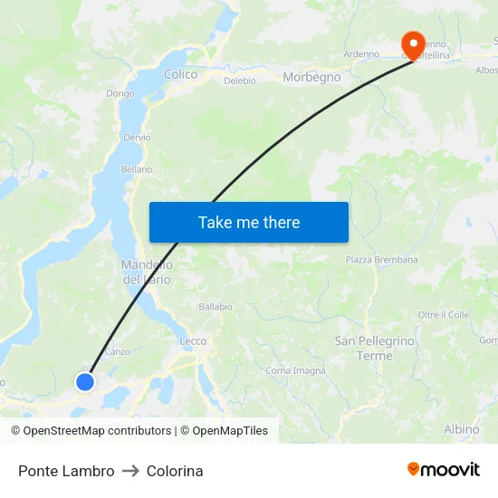 Ponte Lambro to Colorina map