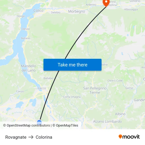 Rovagnate to Colorina map