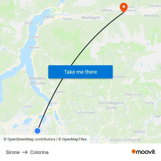 Sirone to Colorina map