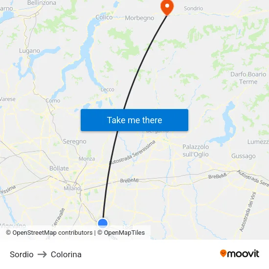 Sordio to Colorina map