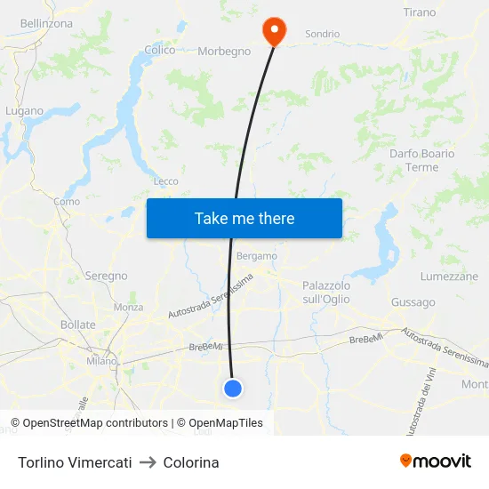 Torlino Vimercati to Colorina map