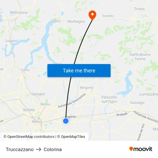 Truccazzano to Colorina map