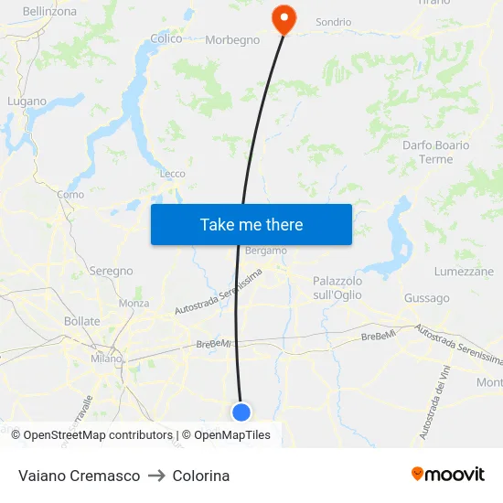 Vaiano Cremasco to Colorina map