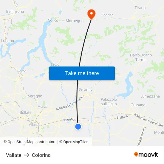 Vailate to Colorina map