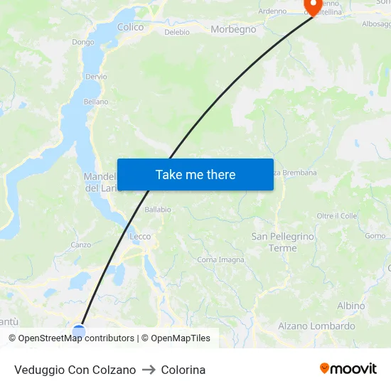 Veduggio Con Colzano to Colorina map
