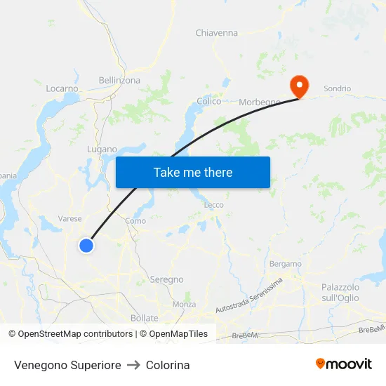 Venegono Superiore to Colorina map