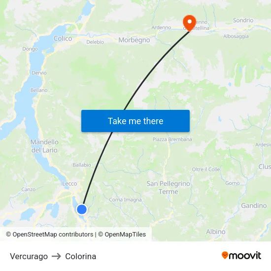 Vercurago to Colorina map