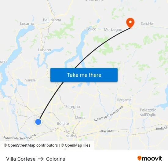 Villa Cortese to Colorina map