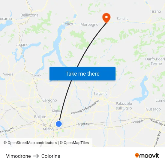 Vimodrone to Colorina map