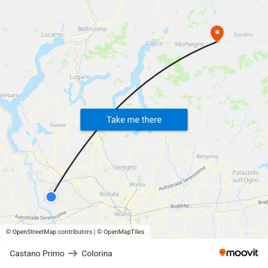 Castano Primo to Colorina map