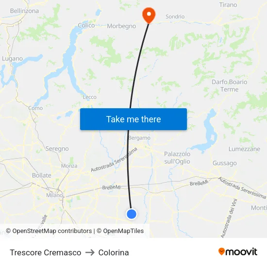 Trescore Cremasco to Colorina map