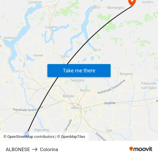 Albonese to Colorina map
