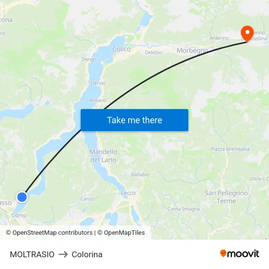 Moltrasio to Colorina map