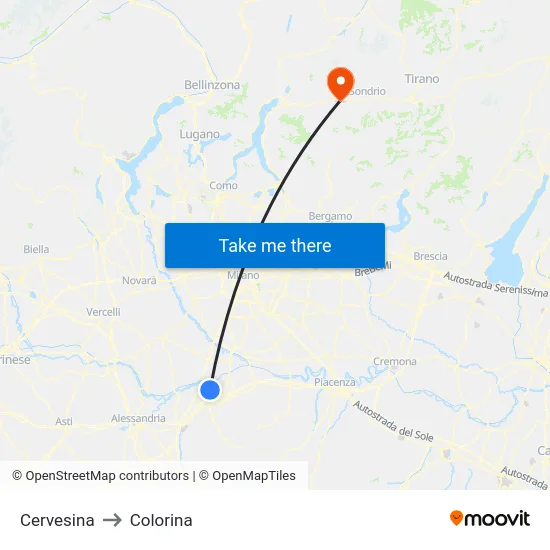 Cervesina to Colorina map