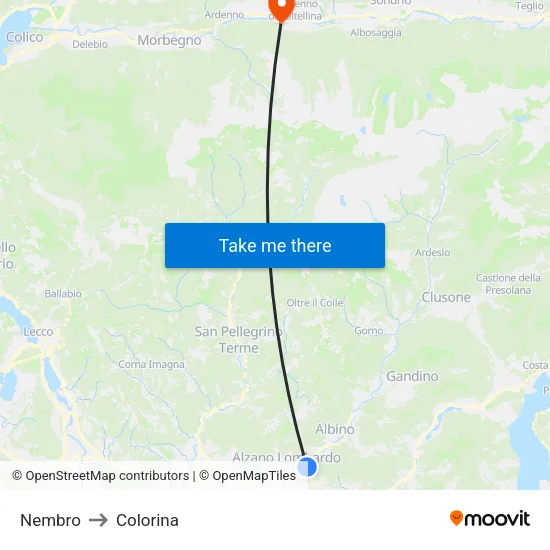 Nembro to Colorina map