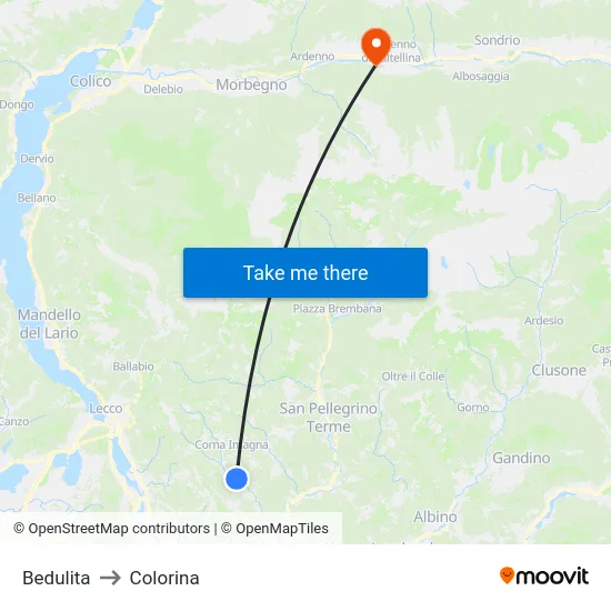 Bedulita to Colorina map