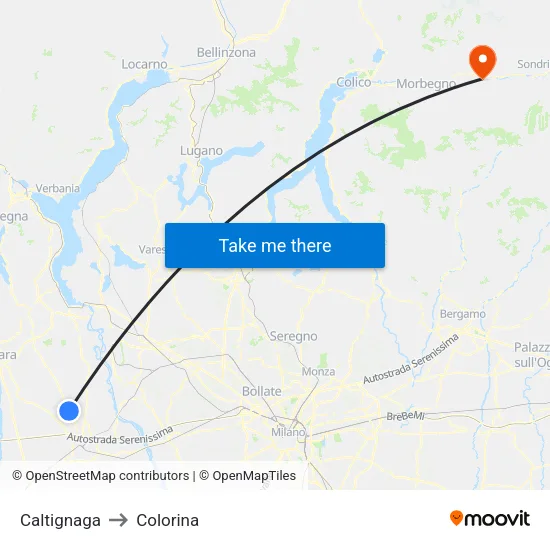 Caltignaga to Colorina map
