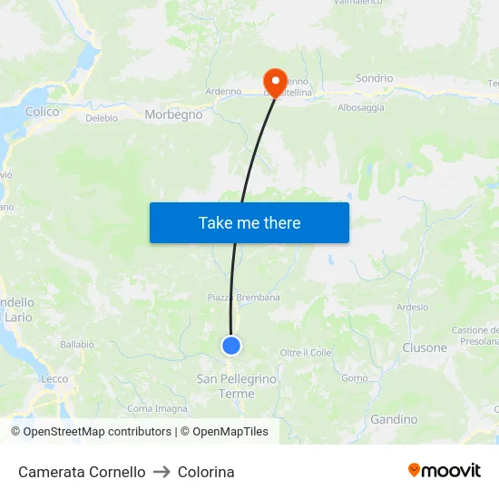 Camerata Cornello to Colorina map