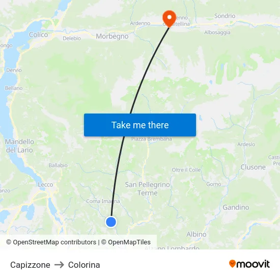 Capizzone to Colorina map