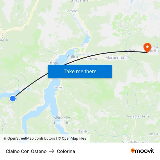 Claino con Osteno to Colorina map