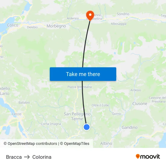 Bracca to Colorina map
