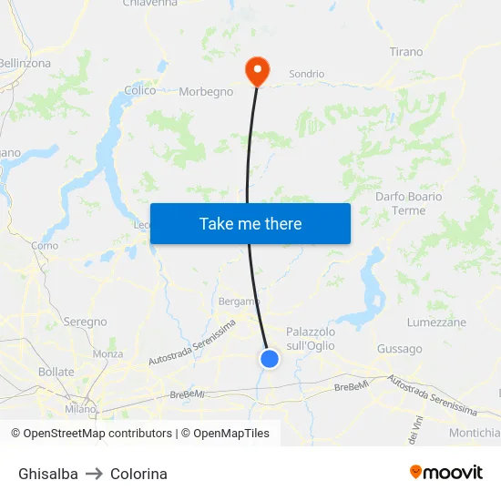 Ghisalba to Colorina map