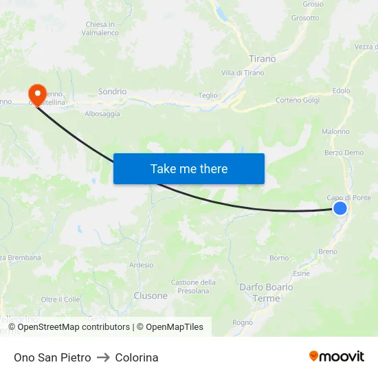 Ono San Pietro to Colorina map