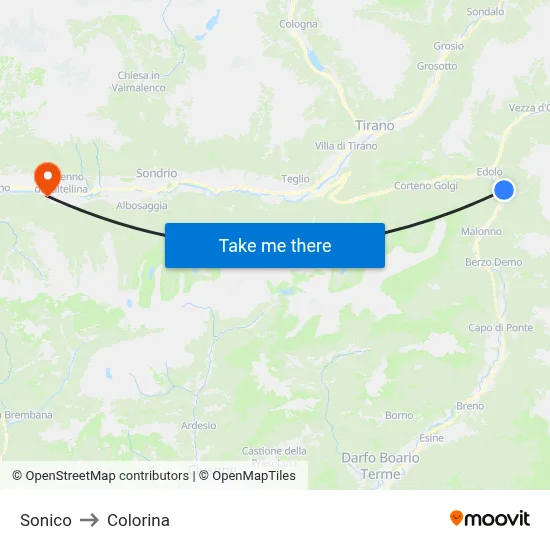 Sonico to Colorina map