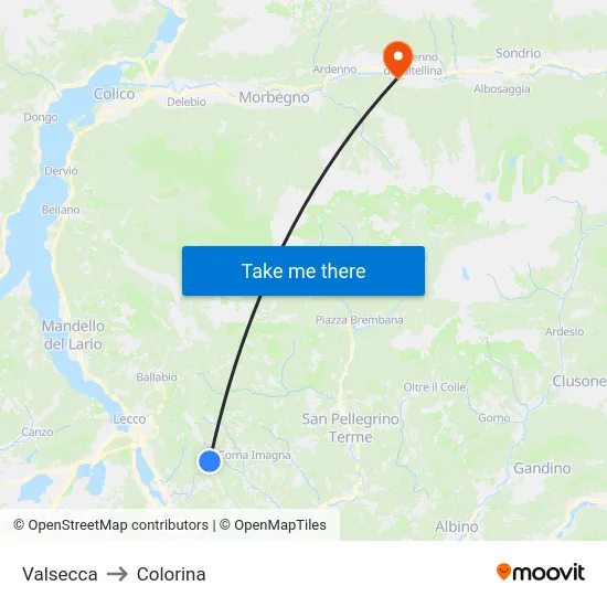 Valsecca to Colorina map