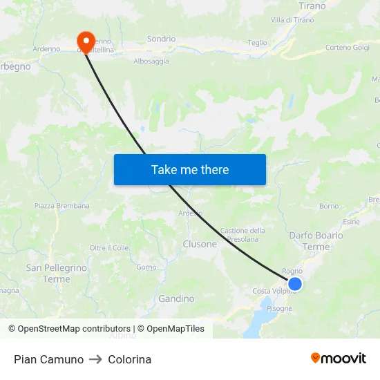 Pian Camuno to Colorina map