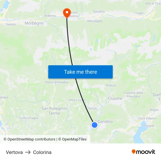 Vertova to Colorina map