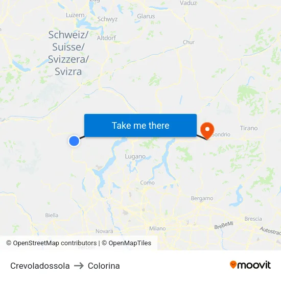Crevoladossola to Colorina map