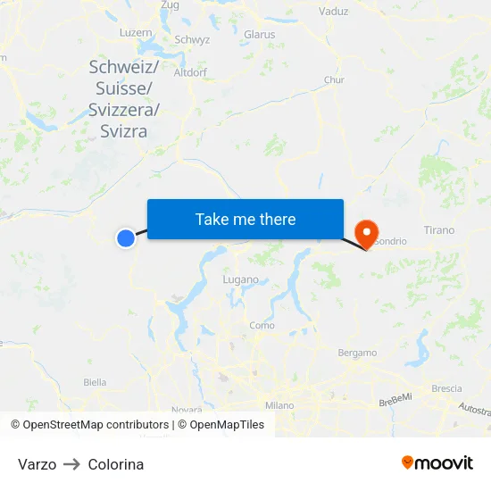 Varzo to Colorina map