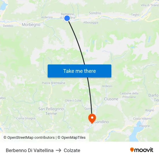 Berbenno Di Valtellina to Colzate map
