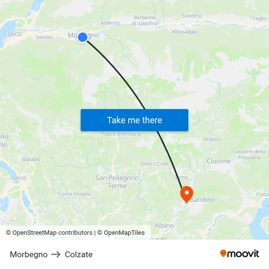 Morbegno to Colzate map