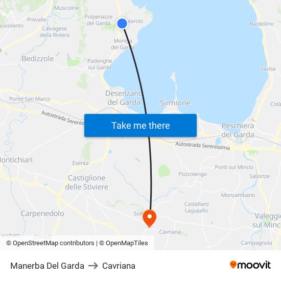 Manerba Del Garda to Cavriana map