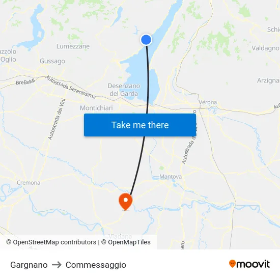 Gargnano to Commessaggio map
