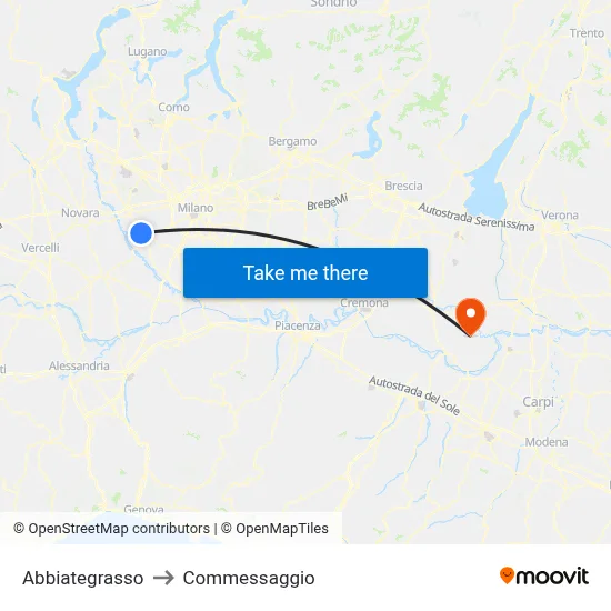 Abbiategrasso to Commessaggio map